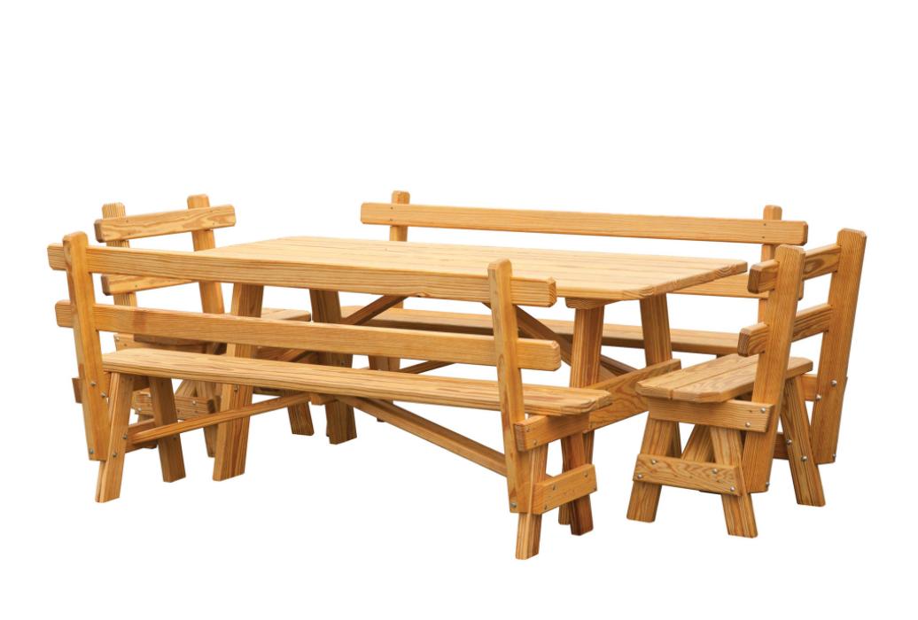 Regular Picnic Table with 4 Benches with Backs Lancaster Barns